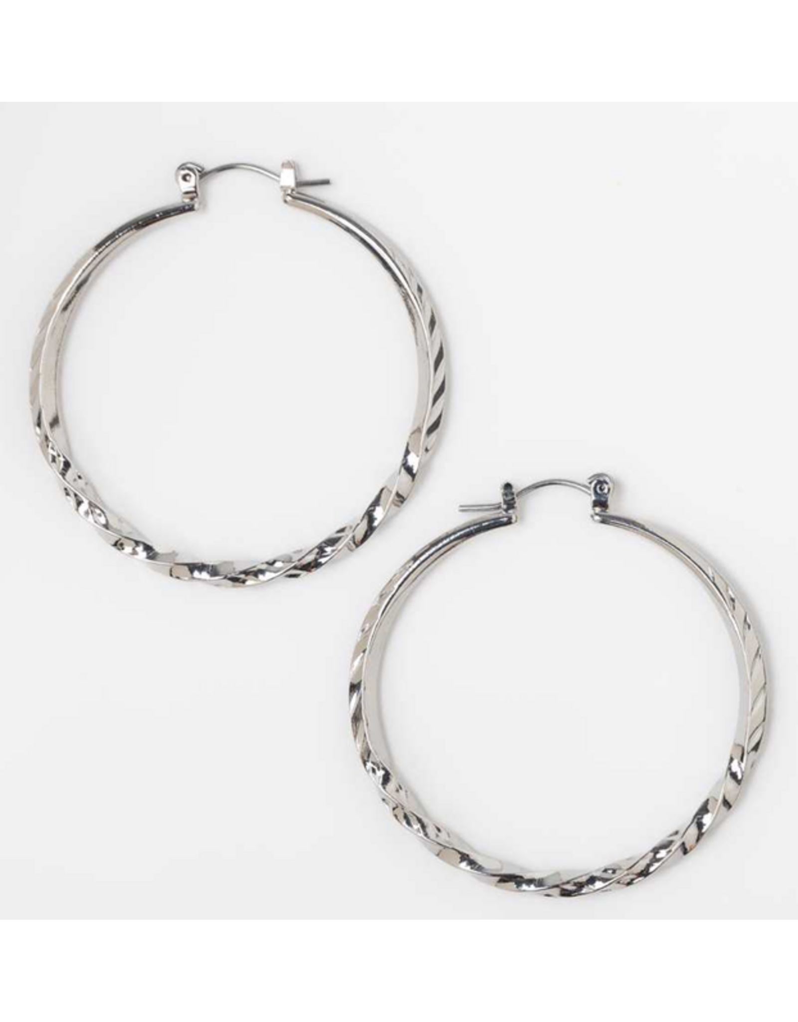 Silver Twisted Hoop Earrings
