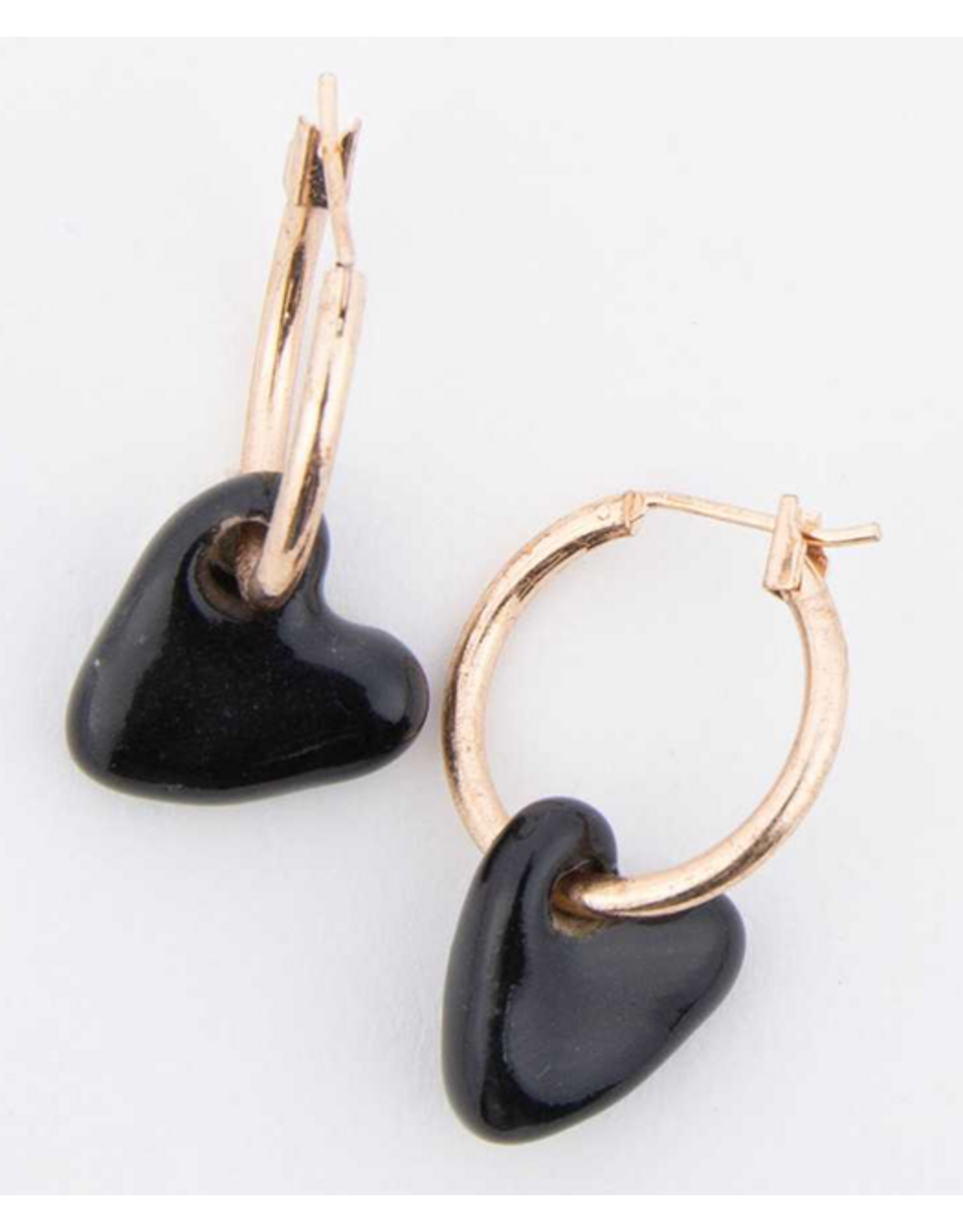 Black Heart Hoop Earrings