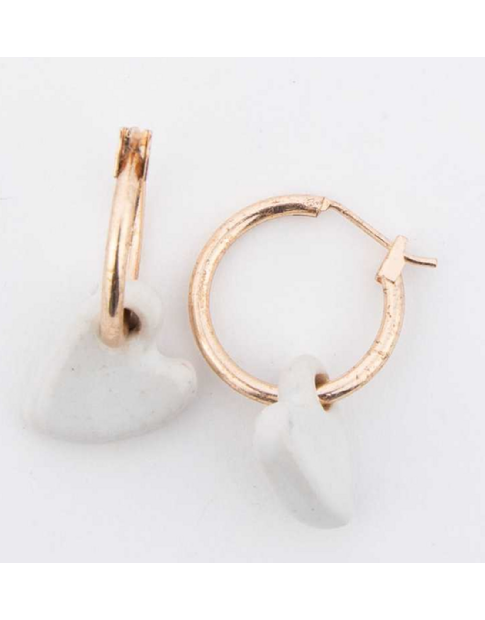 White Heart Hoop Earring