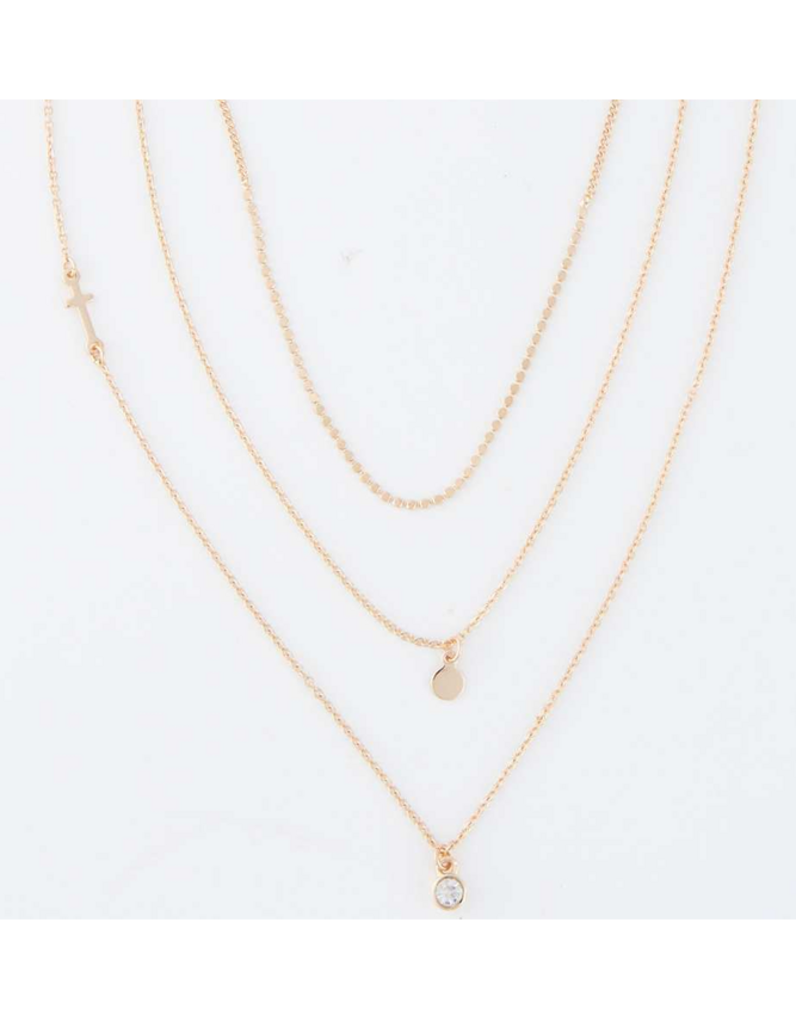 Side Cross Layered Necklace
