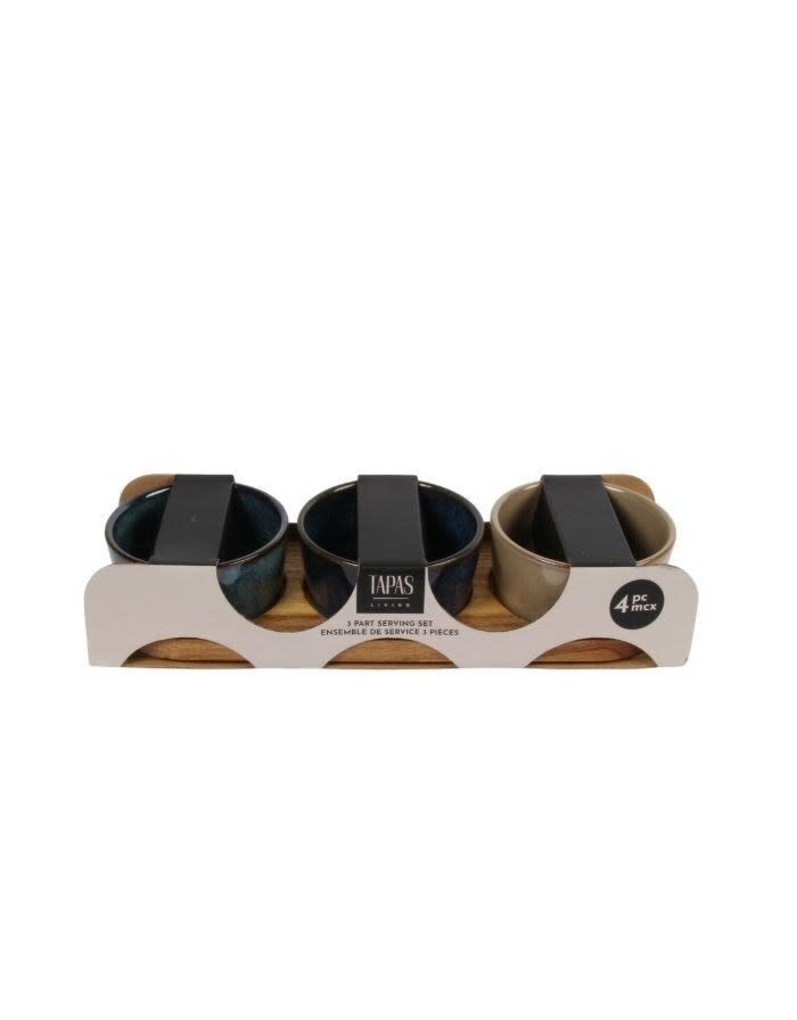 3 Piece Serving Set on Rectange Tray - dark