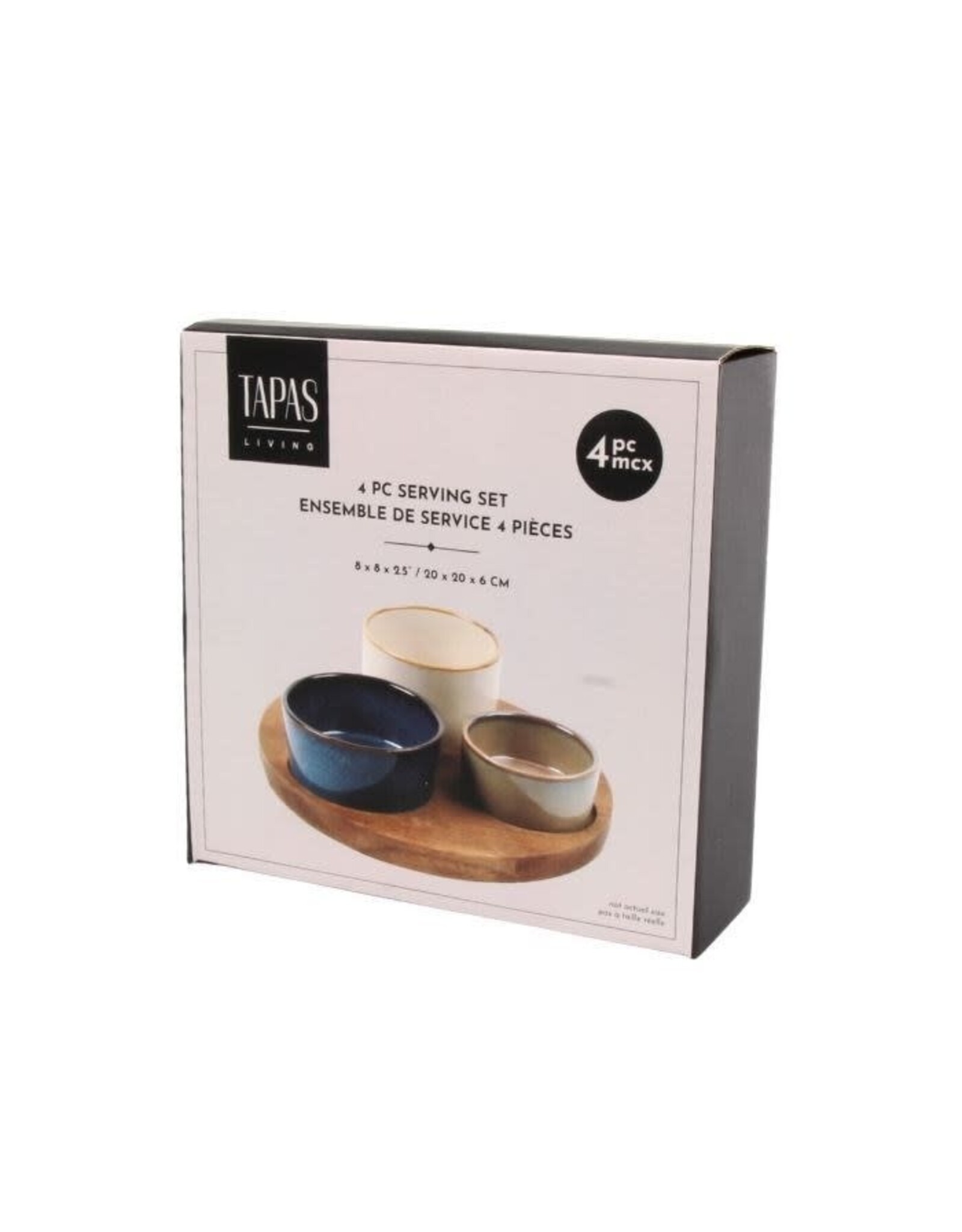 3 Piece Serving Set on Round Tray - dark