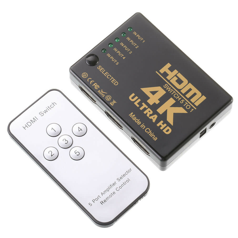 5x1 HDMI 2.0 Switch - 4K, Ultra HD, Full HD, IR Remote Control