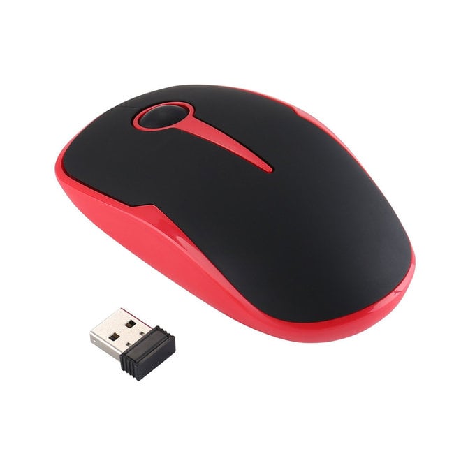 2.4GHz Wireless 3-Button Optical Mouse w/ USB Receiver (Red/Black)