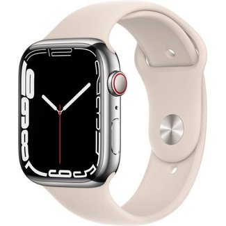 Apple Apple Watch Series 7 (GPS + Cellular) 45mm Silver Stainless Steel Case with Starlight Sport Band