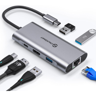 UtechSmart 6 in 1 USB-C Hub - (UCN3273) - (HDMI, Ethernet, 3x USB 3.0)