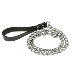 Auburn Leathercrafters Chain Leashes w/ Leather Handle: 2.5MM Medium x 4 Ft