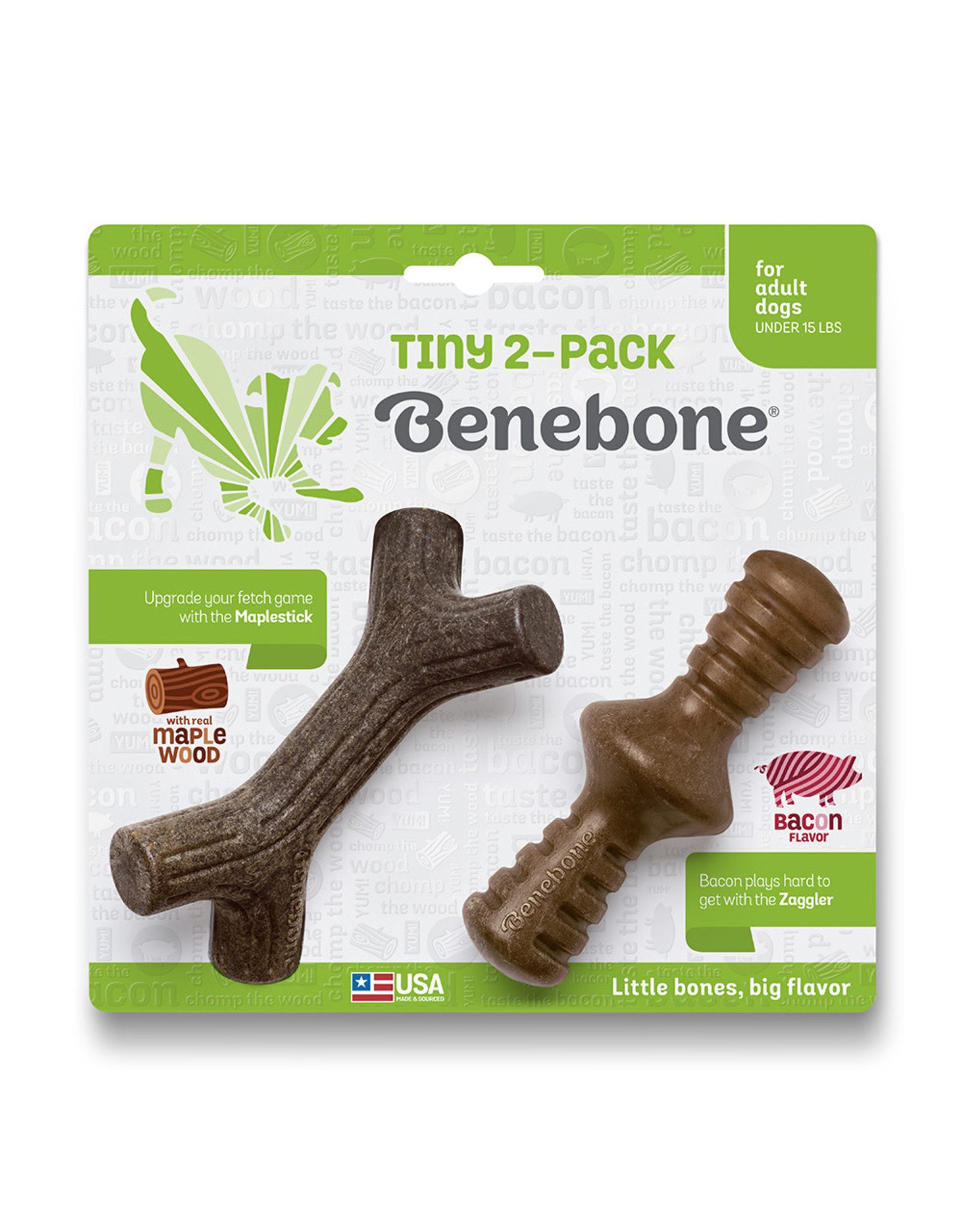 Benebone Benebone Bacon Chew: Tiny, 2 pack Zaggler & MapleStick