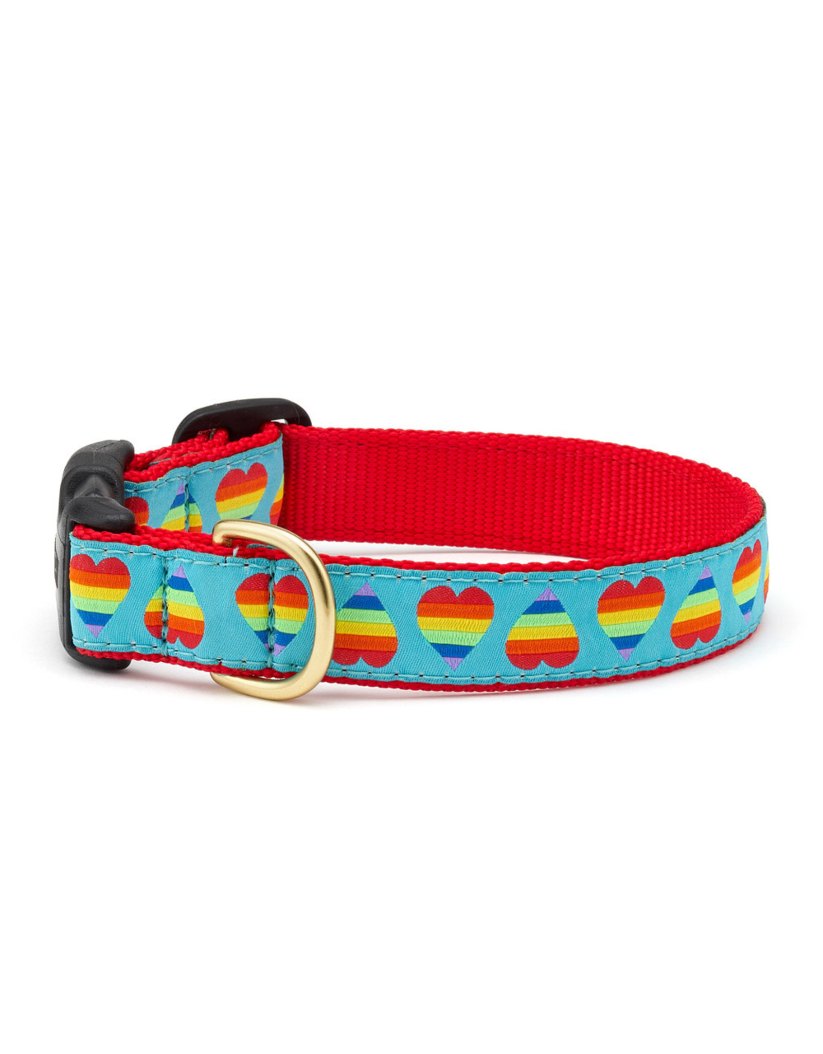 Up Country Rainbow Hearts Collar: Wide, L