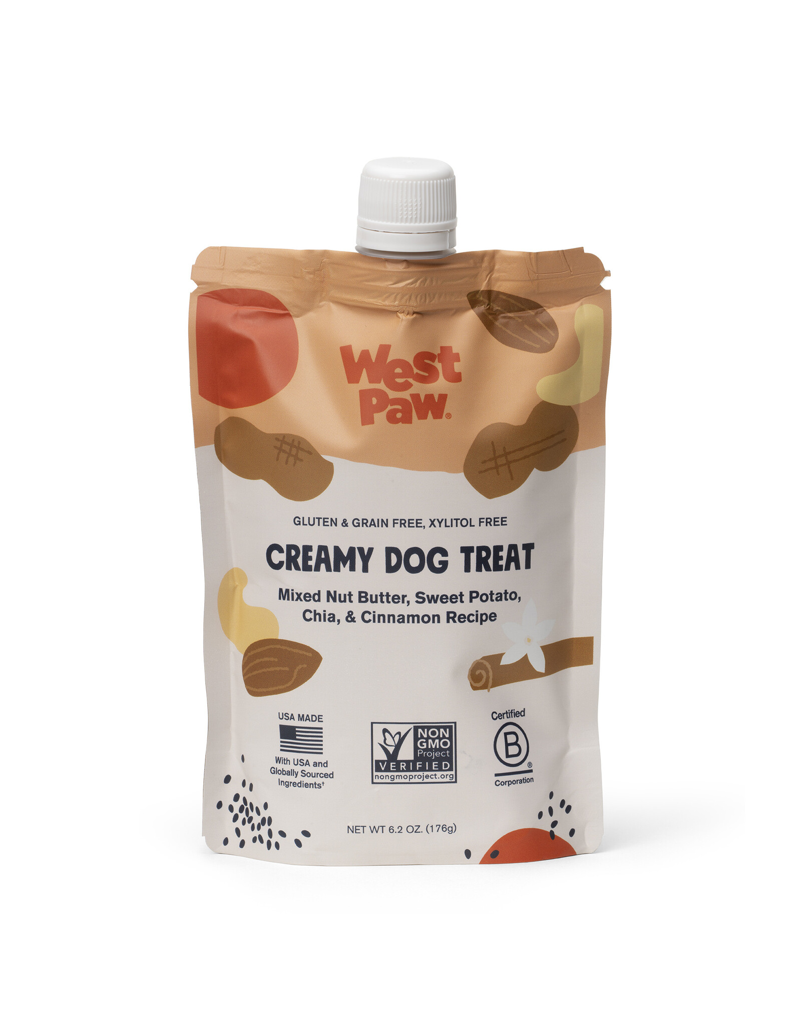 West Paw West Paw Creamy Treats: Nut Butter, Sweet Potato & Chia Seed, 6.2 oz