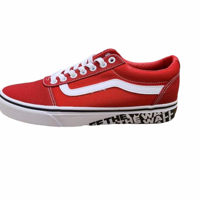 Red vans shop laces