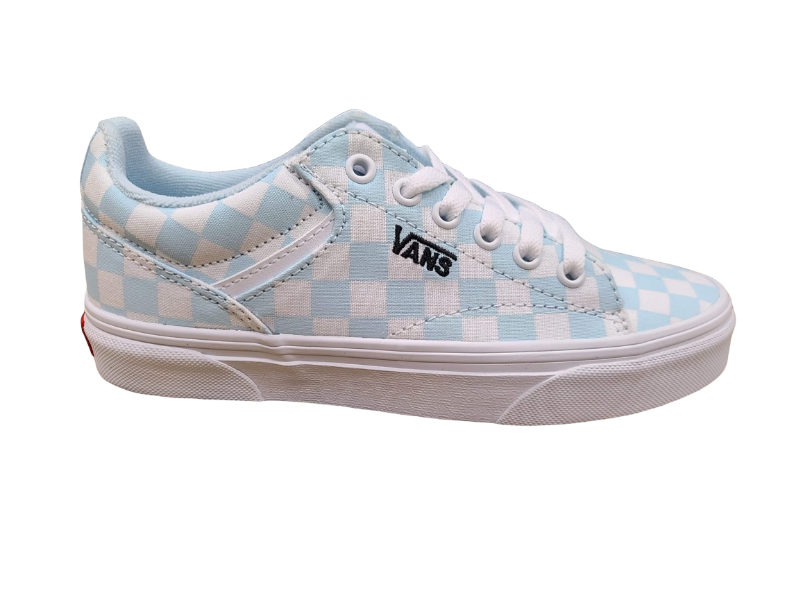 Baby blue checkerboard vans sales
