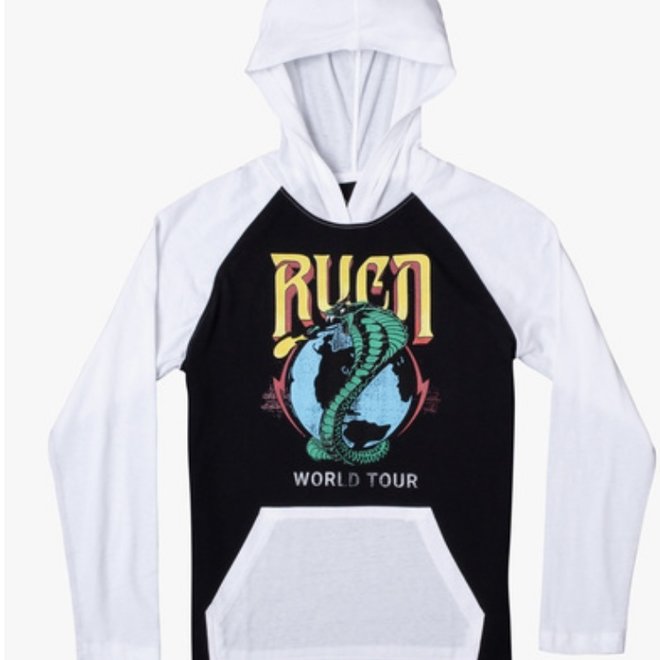 YOUTH  PICK UP HOODED LS TEE PTK(BLACK/WHITE)