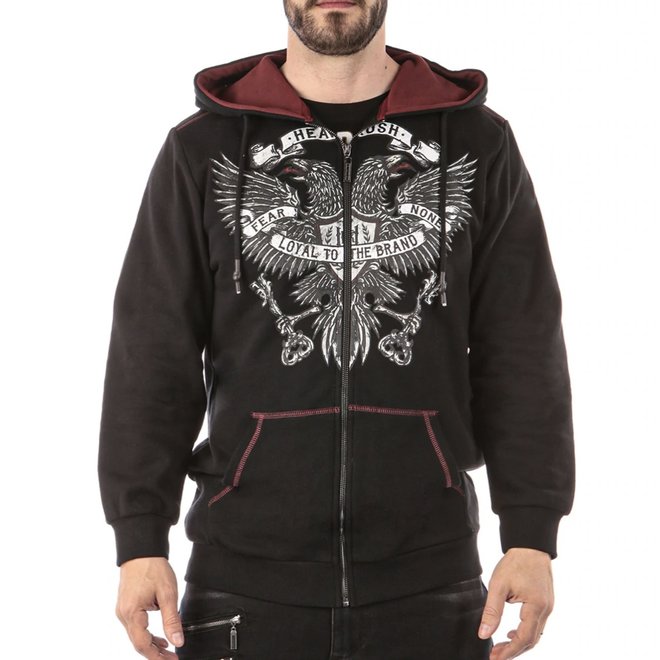 HEADRUSH THE CREST ZIP HOODY BLACK RED