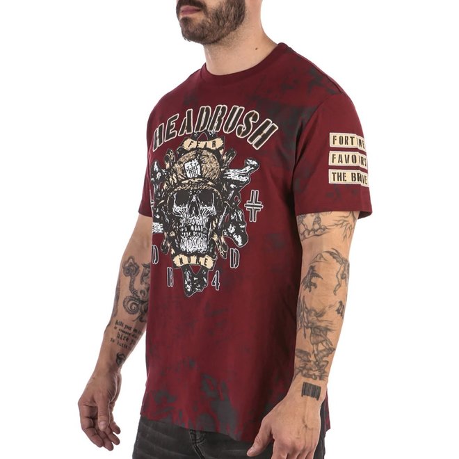 HEADRUSH THE STAND AND DELIVER TEE DARK RED