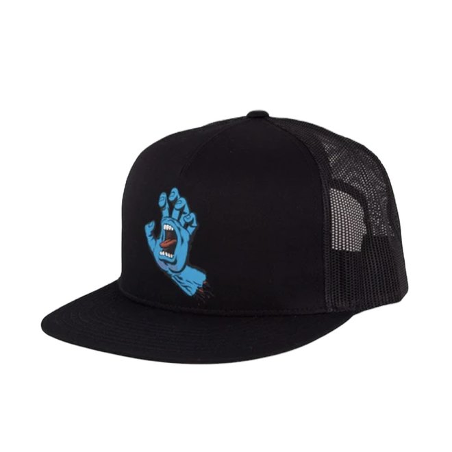 SANTA CRUZ SCREAMING HAND FRONT TRUCKER HAT BLACK