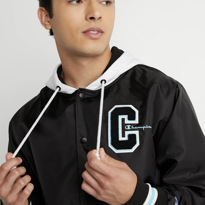 CHAMPION LIGHTWEIGHT COACHES JACKET BLACK/ SILVER GREY