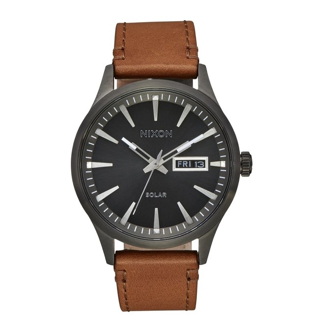 SENTRY SOLAR  LEATHER WATCH GUNMETAL