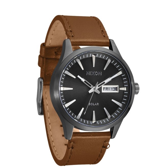 SENTRY SOLAR  LEATHER WATCH GUNMETAL