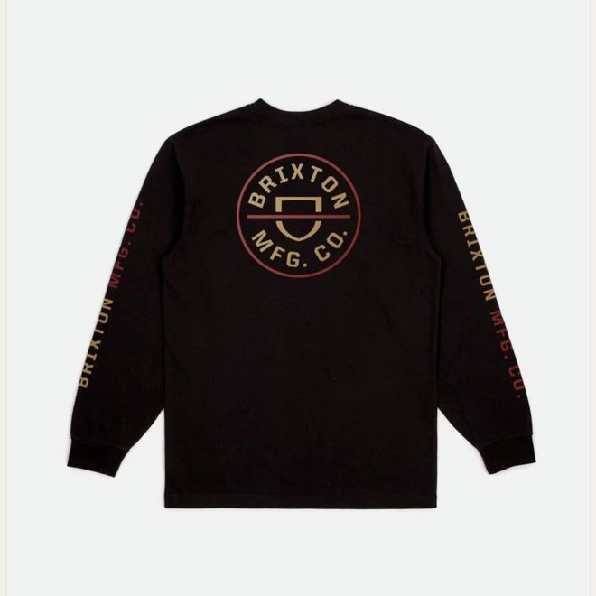 CREST LS TEE BLACK/MARS RED/BRIGHT GOLD