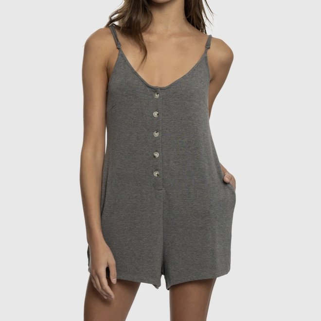 BUTTON UP ROMPER CHARCOAL