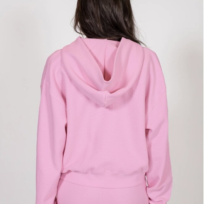 WAFFLE KNIT MIDDLE SISTER ZU HOODY BUBBLE GUM