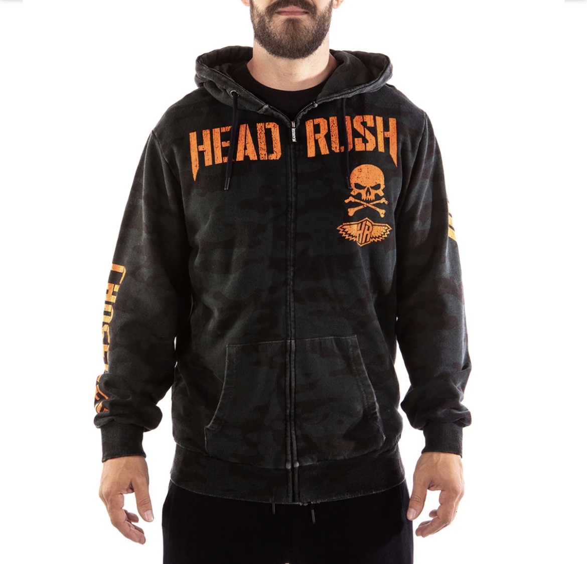 Black squad hoodie orange top