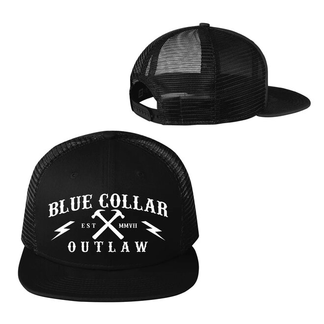 BLUE COLLAR OUTLAW SNAPBACK HAT BLACK/WHITE