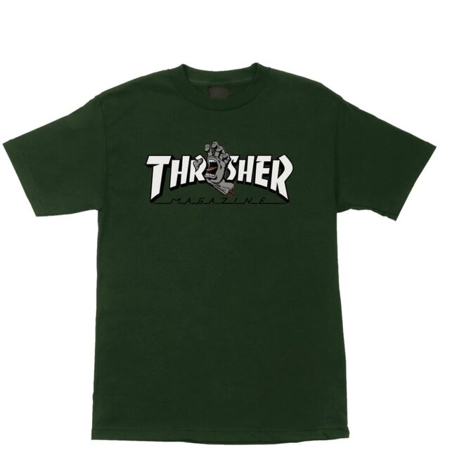 THRASHER SCREAMING HAND SS TEE FOREST GREEN