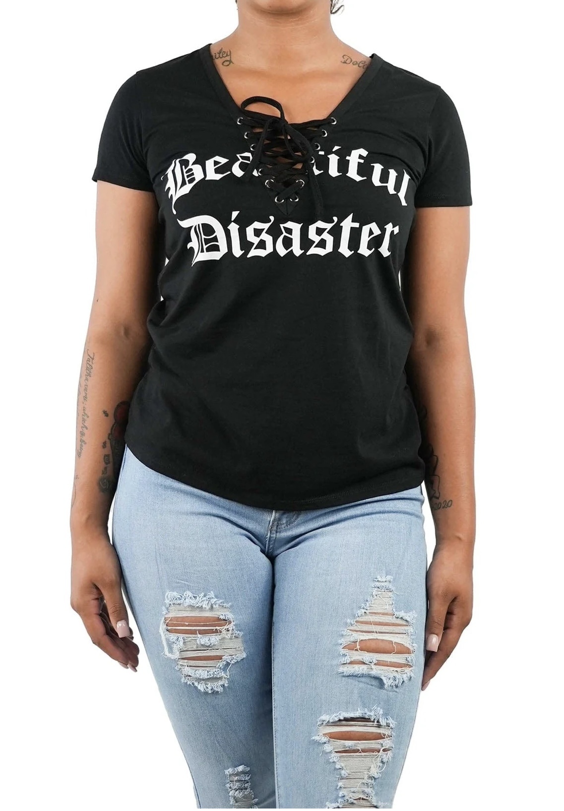 Lace up shop boyfriend tee