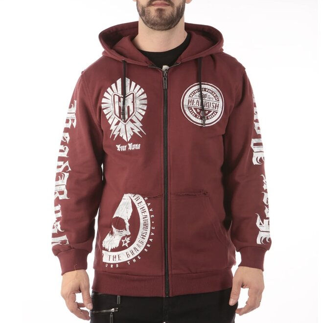 THE BRAVE ZIP HOODY DARK RED