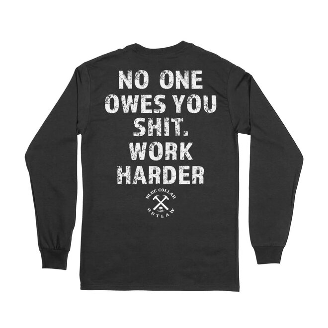 WORK HARDER LS TEE BLACK