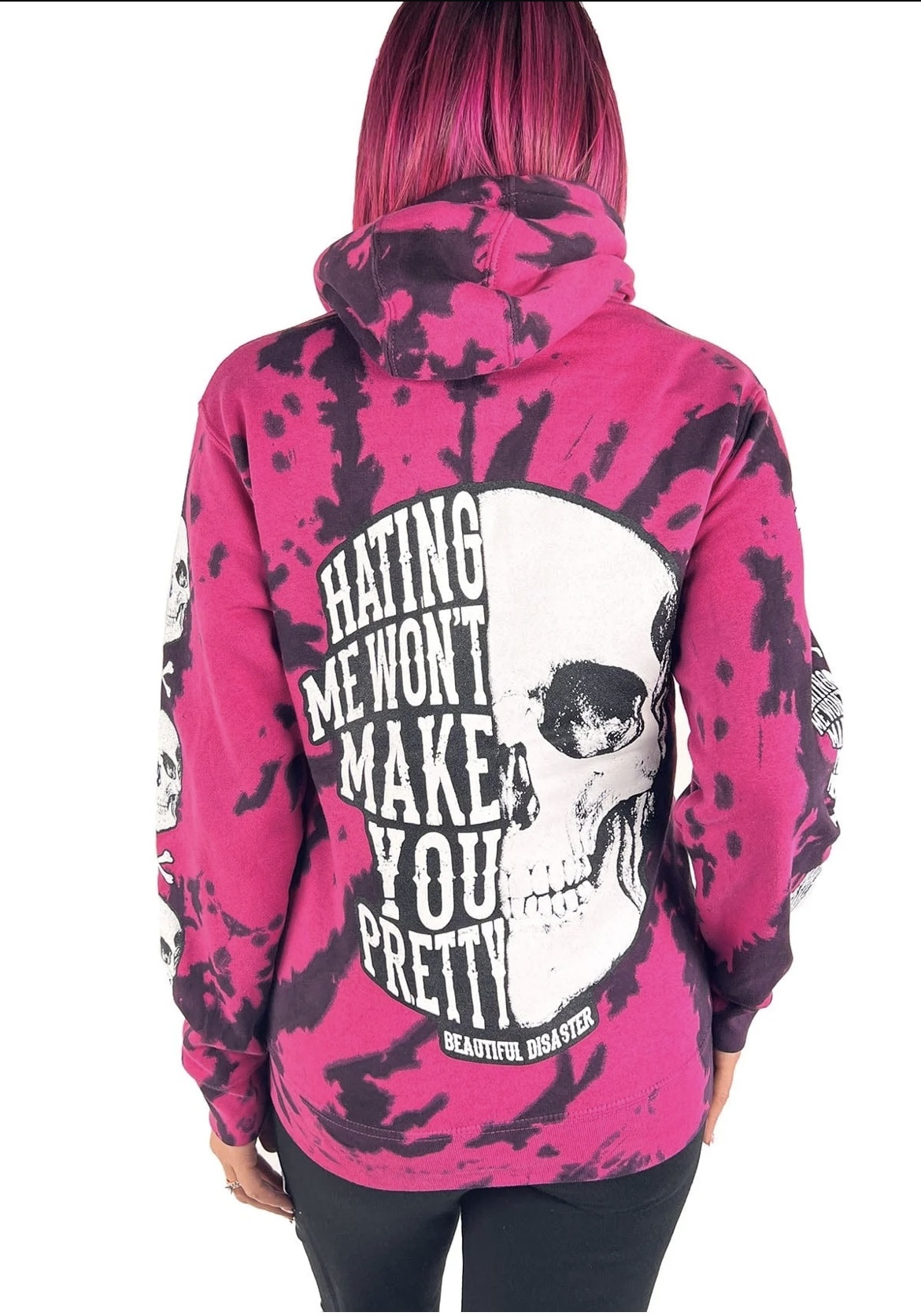 Black and pink tie dye sweatshirt sale