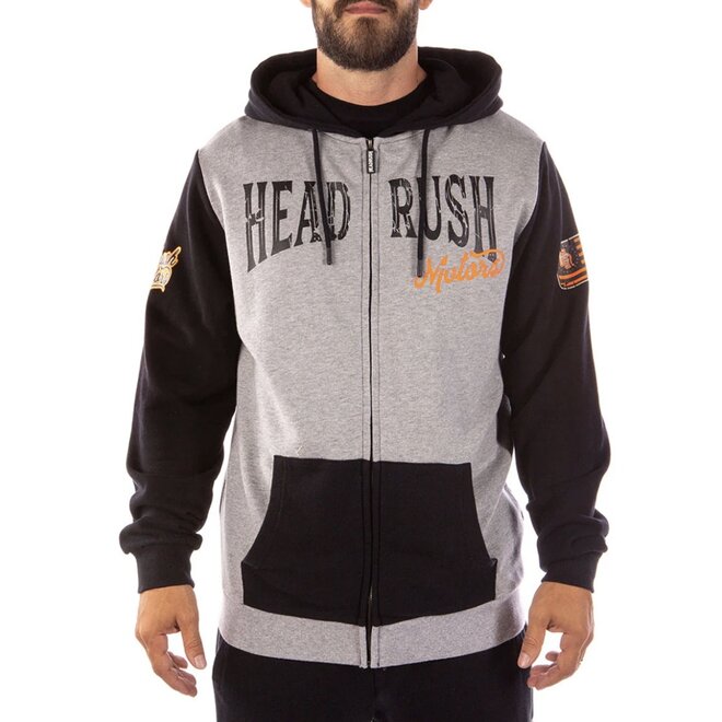 THE MECHANIC ZIP HOODY HEATHER GREY BLACK