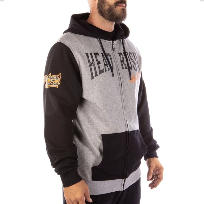 THE MECHANIC ZIP HOODY HEATHER GREY BLACK