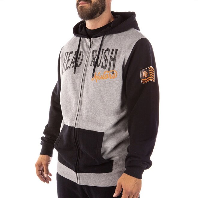THE MECHANIC ZIP HOODY HEATHER GREY BLACK