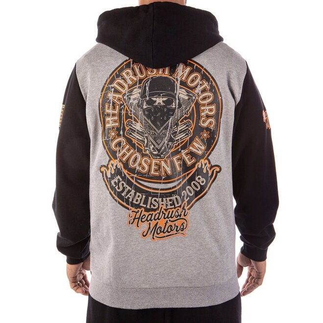THE MECHANIC ZIP HOODY HEATHER GREY BLACK