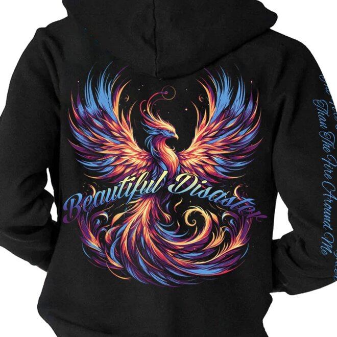 PHOENIX 6 ZIP HOODY BLACK