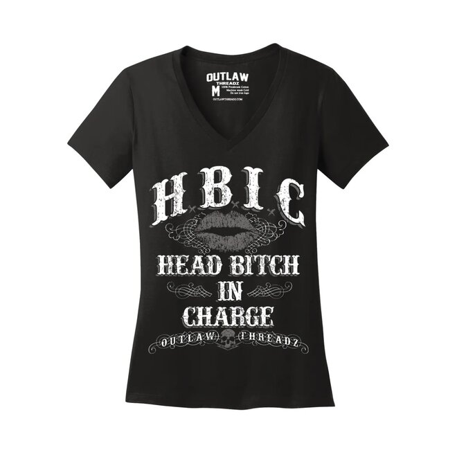 HBIC VNECK TEE BLACK WHITE
