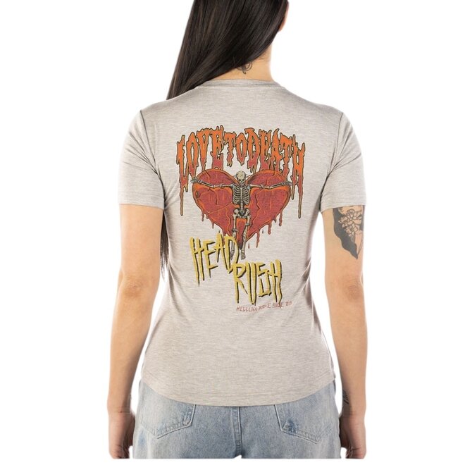 LOVE 2 DEATH VNECK SS TEE HEATHER GREY