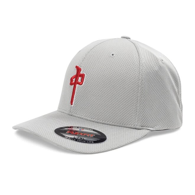 OG PUFFY MOCK MESH FLEXFIT HAT GREY RED
