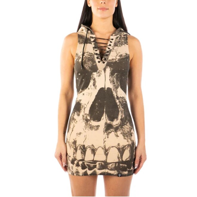 SKULL N ROSES DRESS BEIGE