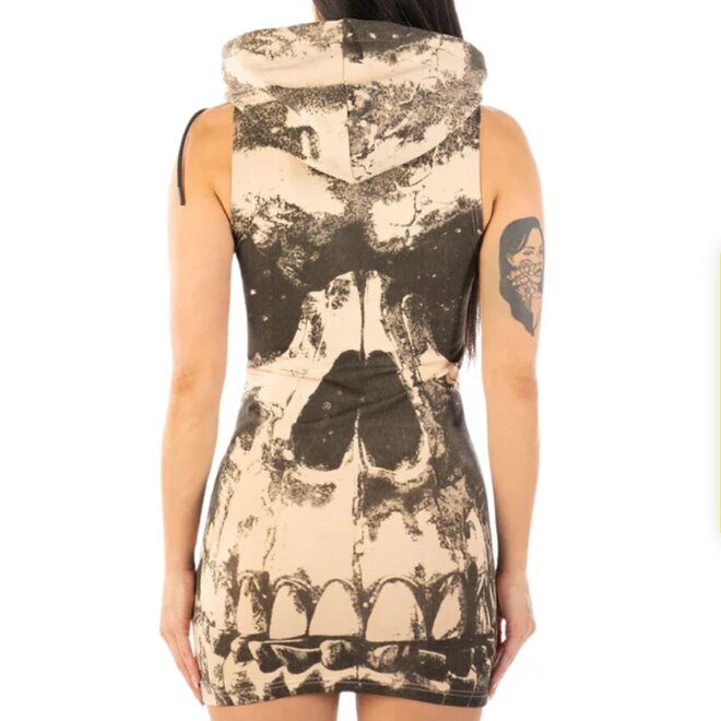 SKULL N ROSES DRESS BEIGE
