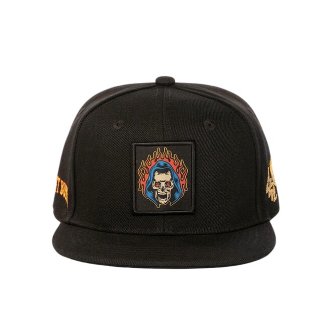 THE WATCH IT BURN SNAPBACK HAT BLACK RED