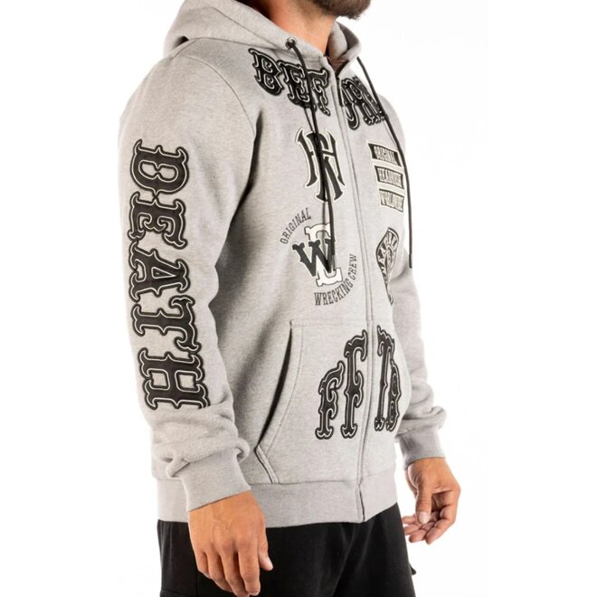 THE RISE OF MACEDONE ZIP HOODY HEATHER GREY