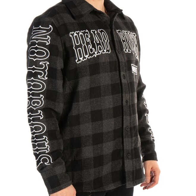 THE RISE OF MACEDONE BUTTON DOWN FLANNEL BLACK