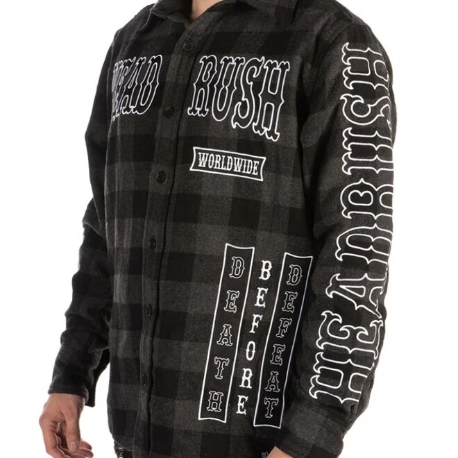 THE RISE OF MACEDONE BUTTON DOWN FLANNEL BLACK