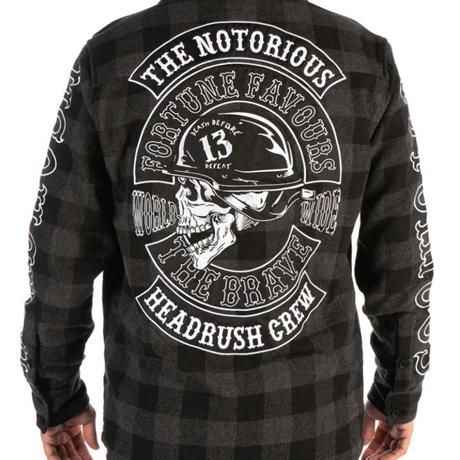 THE RISE OF MACEDONE BUTTON DOWN FLANNEL BLACK