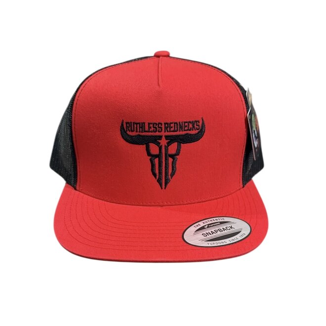 RAW TALENT FLATBRIM TRUCKER HAT RED BLACK
