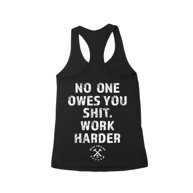 WORK HARDER RACERBACK TANK BLACK